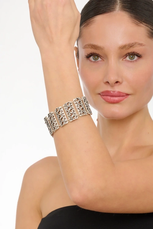 Kiraz Silver Plated Heart Bracelet