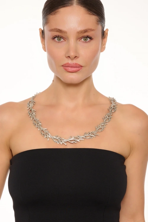 Kiraz Silver Plated Branch Necklace