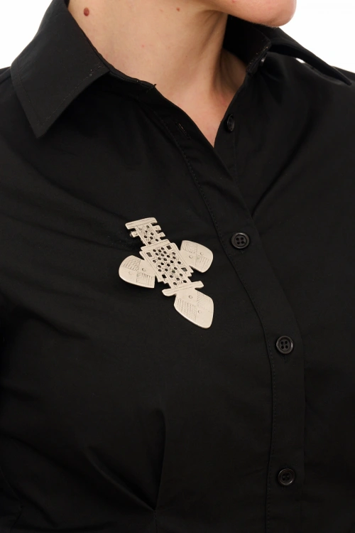 Kiraz Silver Plated Cross Brooch