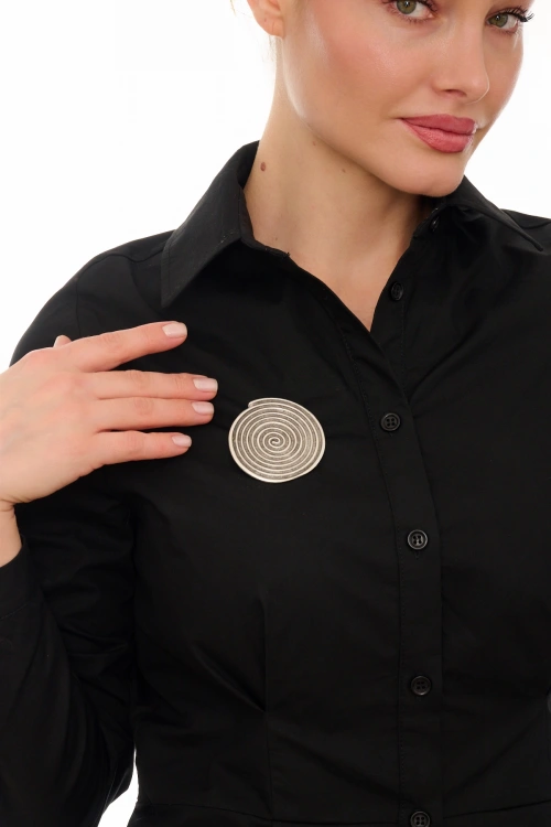 Kiraz Silver Plated Spiral Brooch