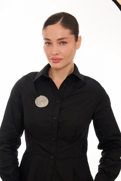 Kiraz Silver Plated Spiral Brooch