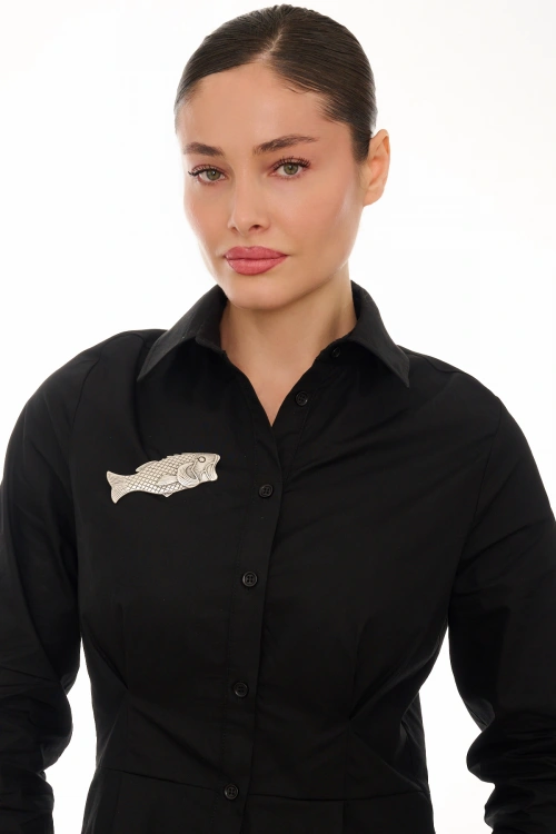 Kiraz Silver Plated Fish Brooch