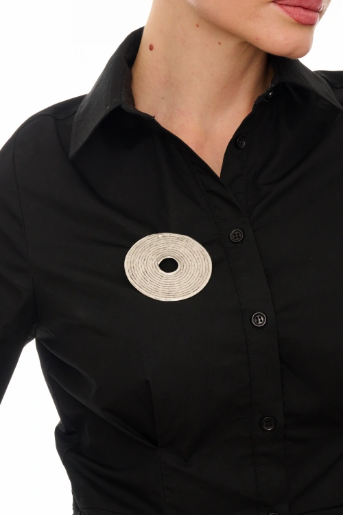 Kiraz Silver Plated Spiral Brooch