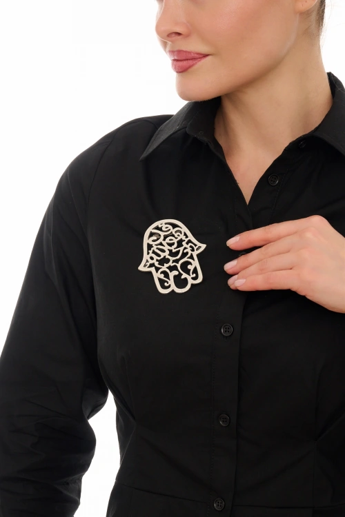 Kiraz Silver Plated Fatmas Hand Brooch