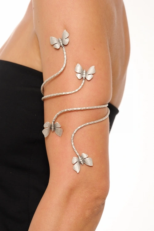 Kiraz Silver Plated Butterfly Arm Cuff