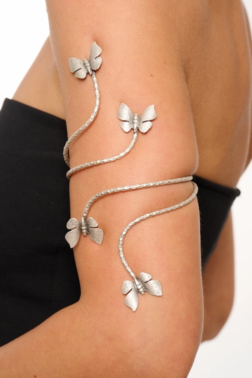 Kiraz Silver Plated Butterfly Arm Cuff