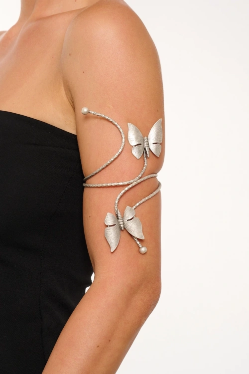 Kiraz Silver Plated Butterfly Arm Cuff