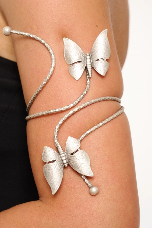 Kiraz Silver Plated Butterfly Arm Cuff