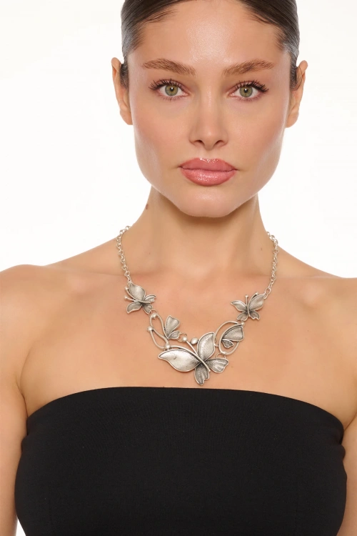 Kiraz Silver Plated Butterfly Necklace