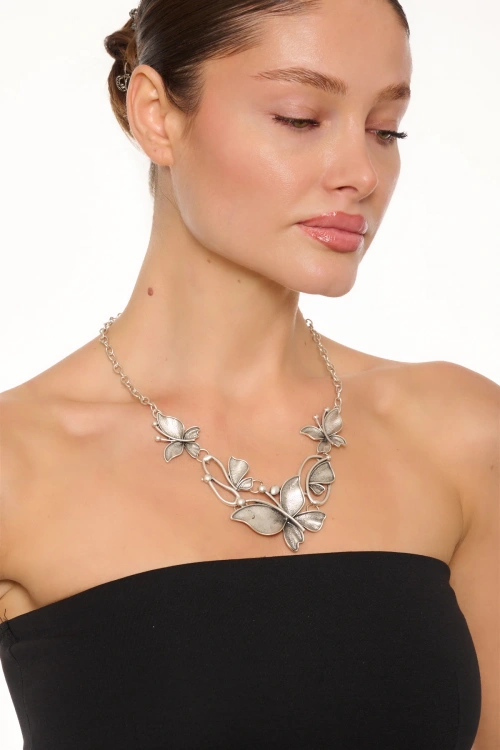 Kiraz Silver Plated Butterfly Necklace
