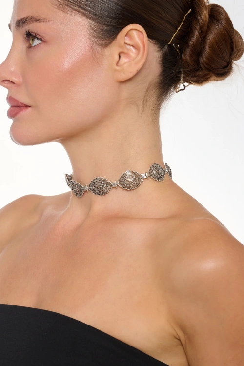 Kiraz Silver Plated Choker