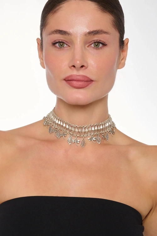 Kiraz Silver Plated Choker Necklace