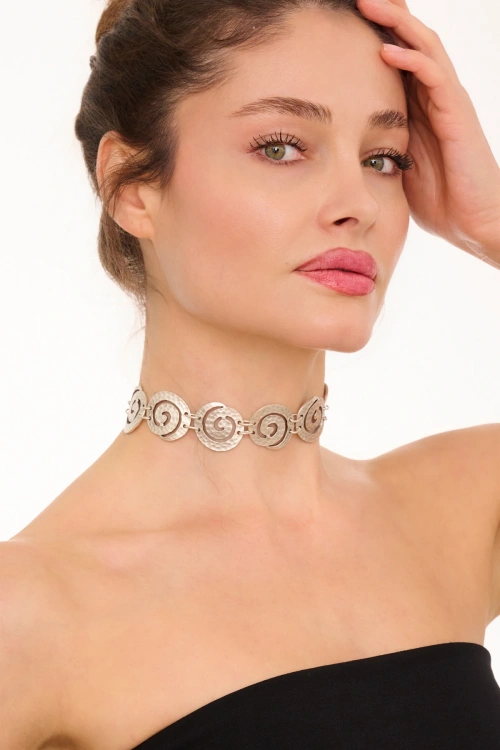 Kiraz Silver Plated Choker Necklace