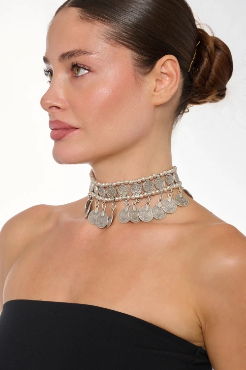 Kiraz Silver Plated Choker Necklace