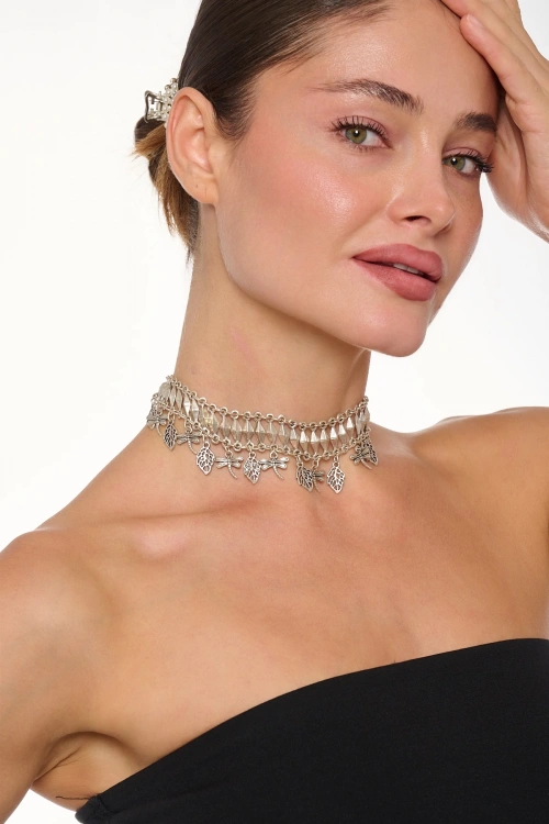Kiraz Silver Plated Choker Necklace