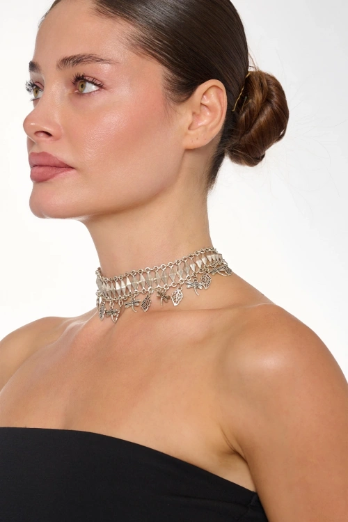 Kiraz Silver Plated Choker Necklace