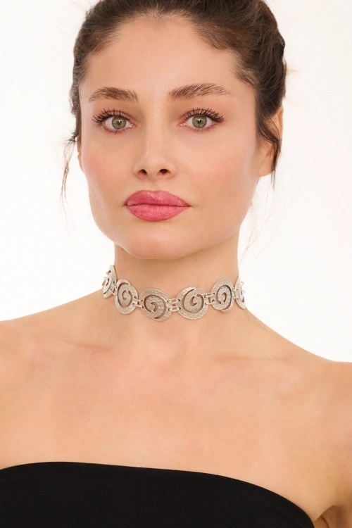 Kiraz Silver Plated Choker Necklace