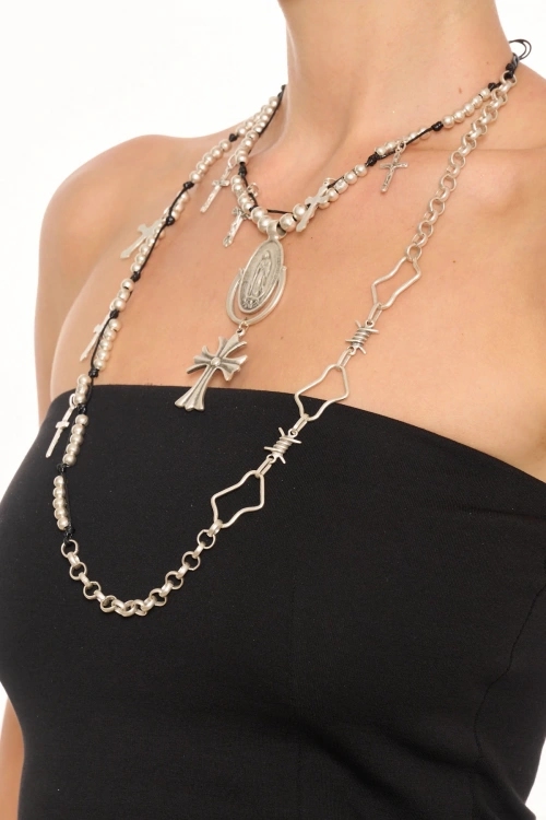 Kiraz Silver Plated Cross Necklace