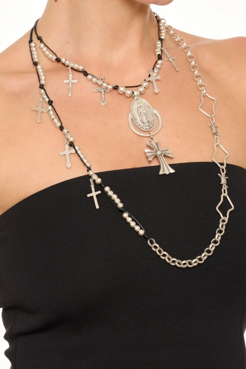 Kiraz Silver Plated Cross Necklace