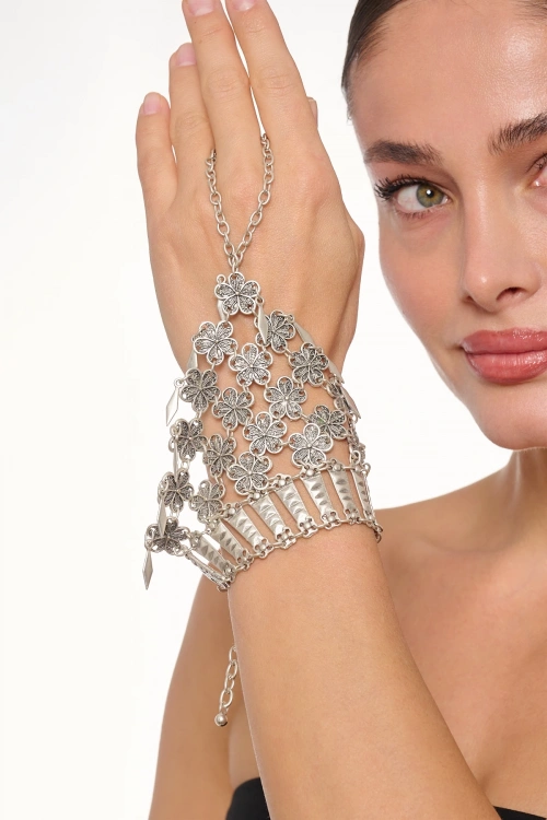 Kiraz Silver Plated Daisy Shahmaran Bracelet