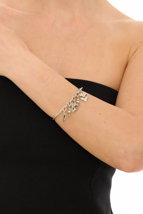 Kiraz Silver Plated Dangling Bracelet