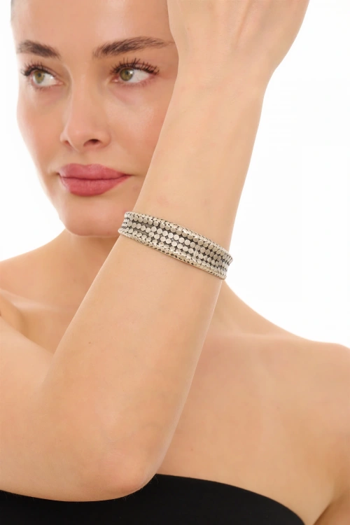 Kiraz Silver Plated Dotted Bracelet