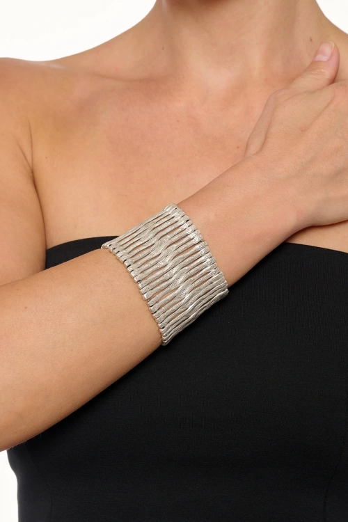 Kiraz Silver Plated Elastic Bracelet