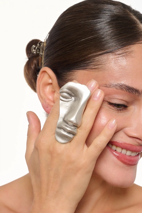 Kiraz Silver Plated Face Ring