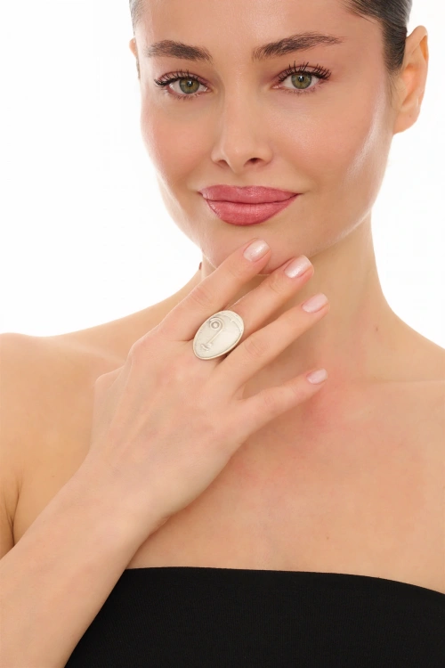 Kiraz Silver Plated Face Ring