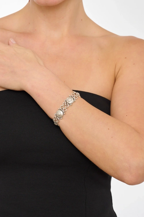 Kiraz Silver Plated Flower Bracelet