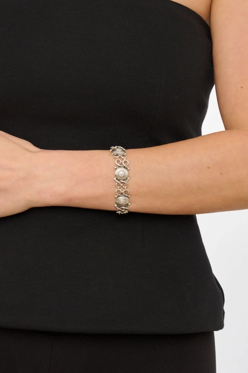 Kiraz Silver Plated Flower Bracelet