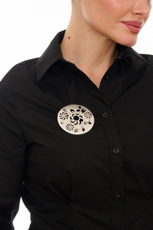 Kiraz Silver Plated Flower Brooch