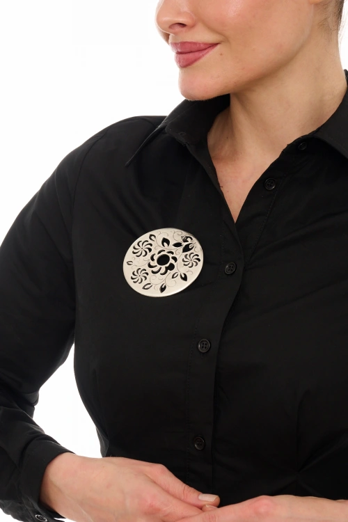 Kiraz Silver Plated Flower Brooch