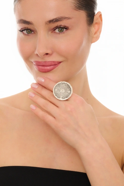 Kiraz Silver Plated Flower Ring