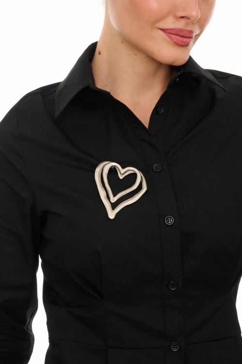 Kiraz Silver Plated Heart Brooch