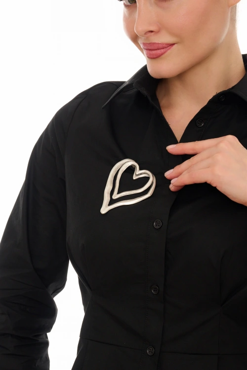 Kiraz Silver Plated Heart Brooch