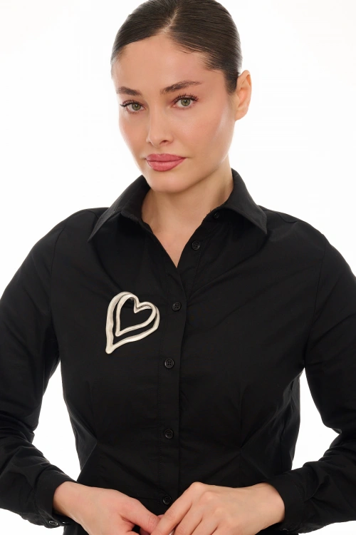 Kiraz Silver Plated Heart Brooch