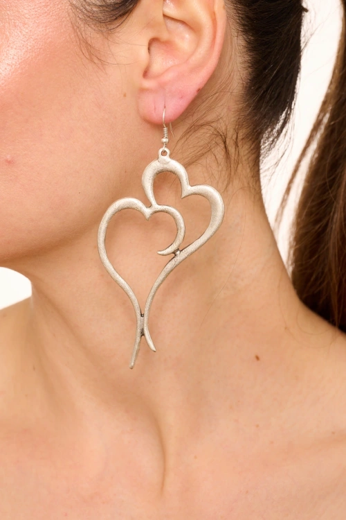 Kiraz Silver Plated Heart Earring