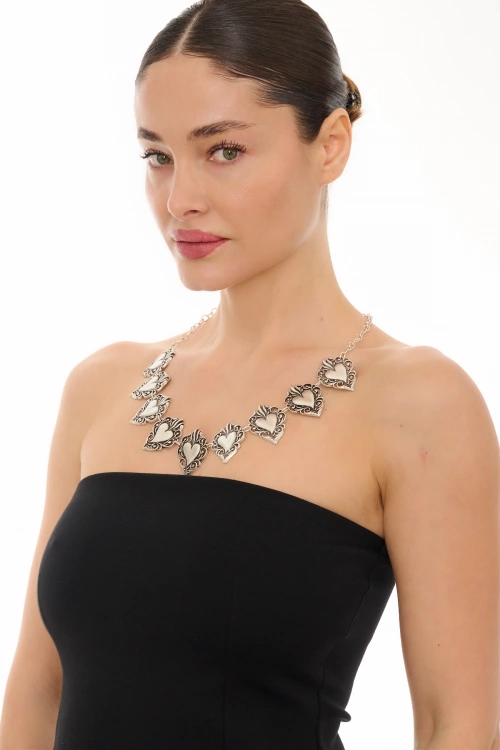 Kiraz Silver Plated Heart Necklace