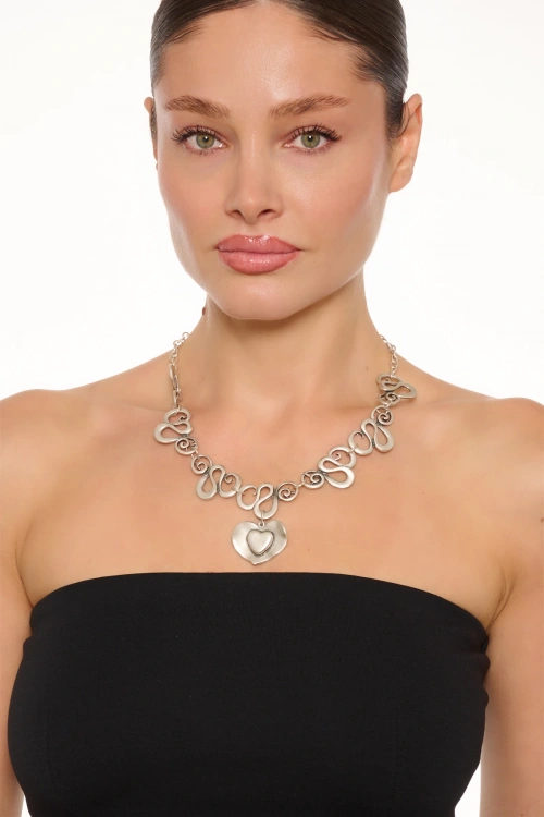 Kiraz Silver Plated Heart Necklace