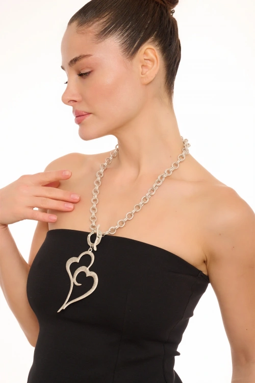 Kiraz Silver Plated Heart Necklace