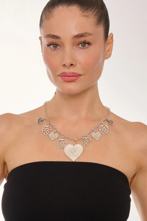 Kiraz Silver Plated Heart Necklace