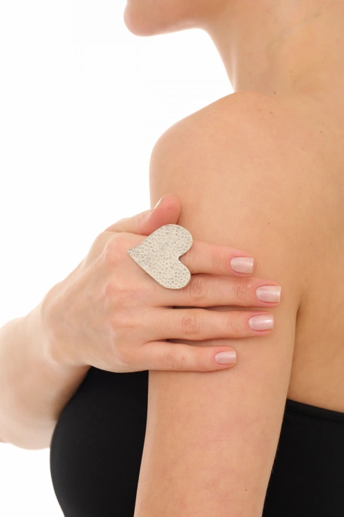 Kiraz Silver Plated Heart Ring