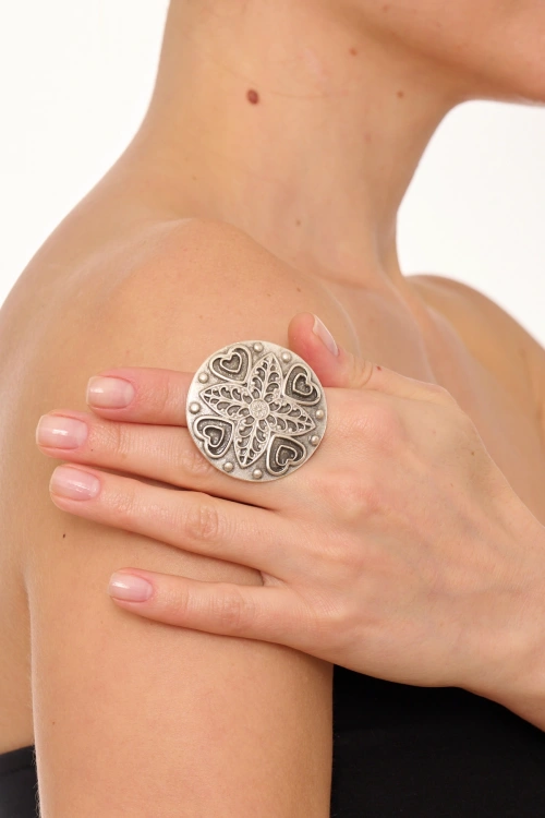 Kiraz Silver Plated Heart Ring