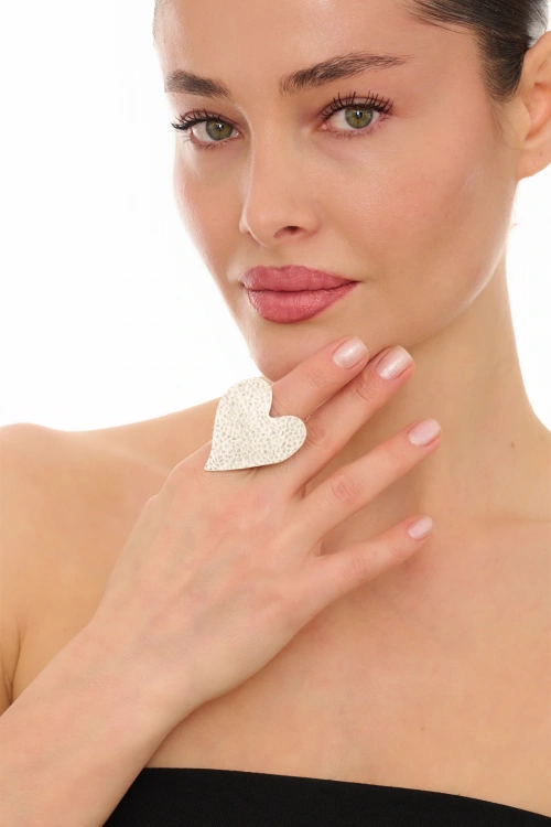 Kiraz Silver Plated Heart Ring