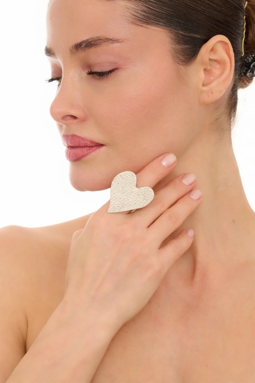 Kiraz Silver Plated Heart Ring
