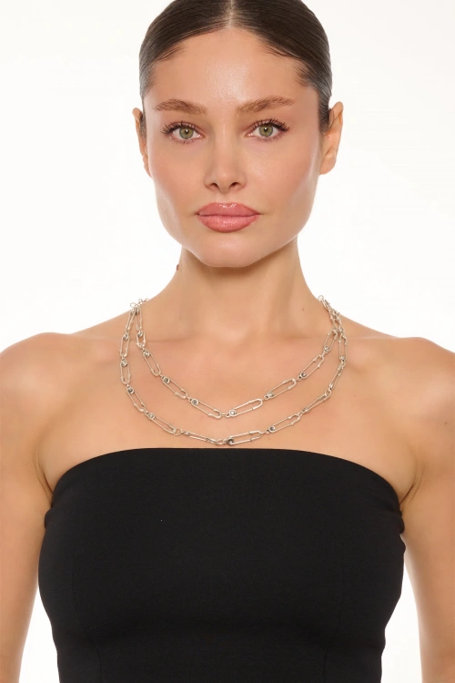 Kiraz Silver Plated Hook Necklace