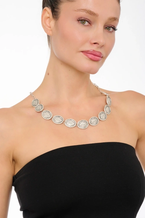 Kiraz Silver Plated Leaf Necklace