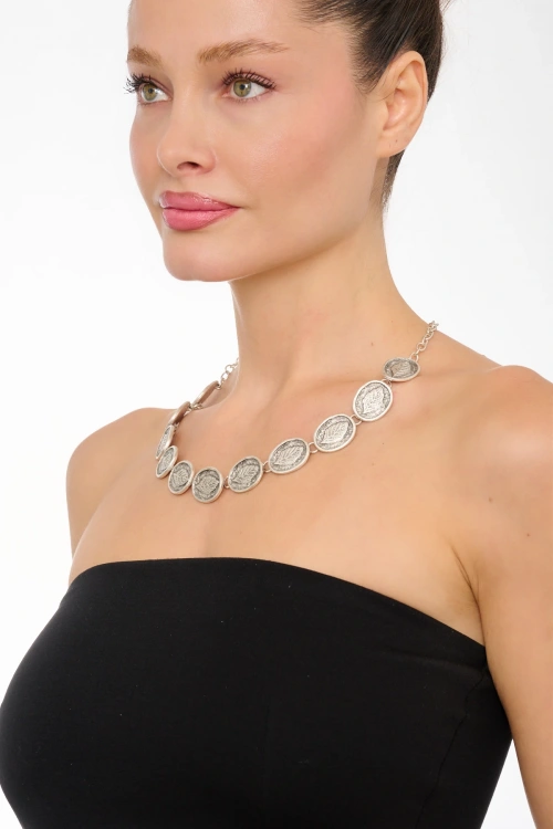 Kiraz Silver Plated Leaf Necklace
