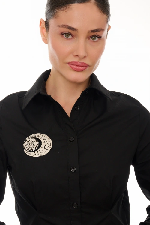 Kiraz Silver Plated Moon Brooch